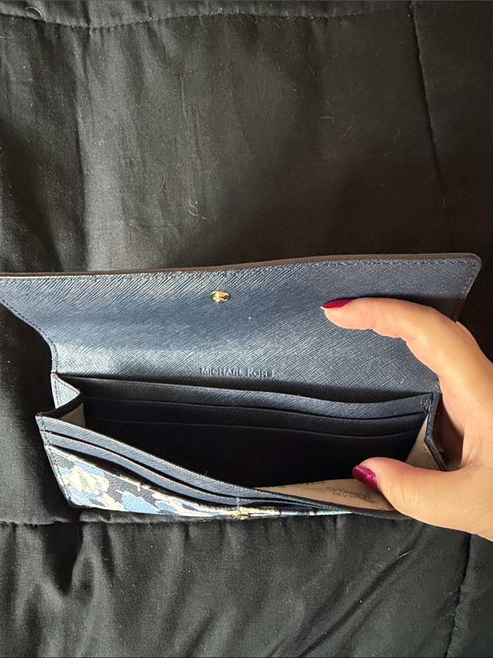 Michael Kors Blue and White Floral Wallet - Picture 4 of 4